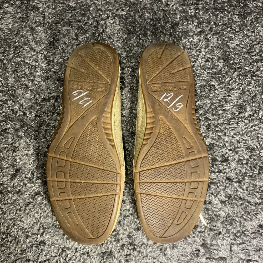 SPERRY TOP-SIDER 7.5 ‎ Boat Deck Tan/Gold Glitter Womens